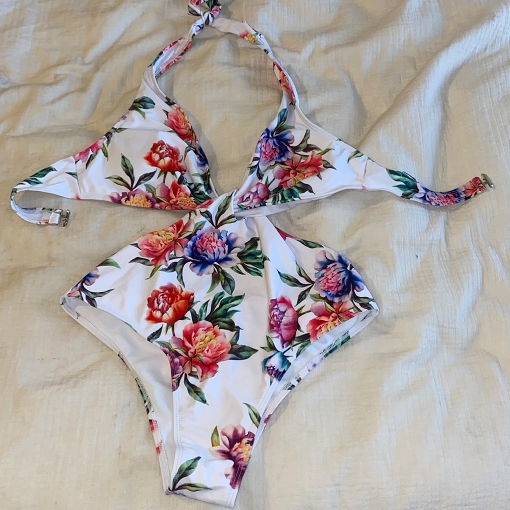 NEW Floral One Piece Cut-Out Bathing Suit